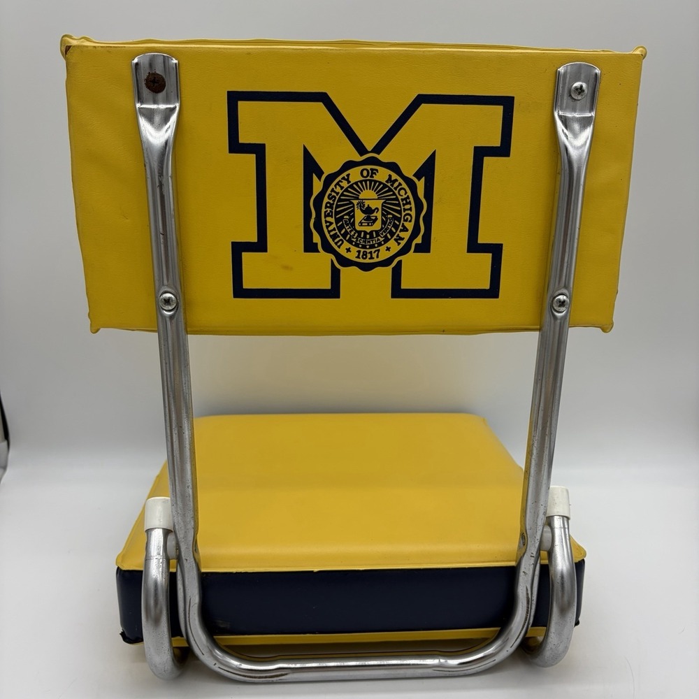 Vintage 1995 University of Michigan Stadium Seat Chair Blue & Yellow Folding USA
